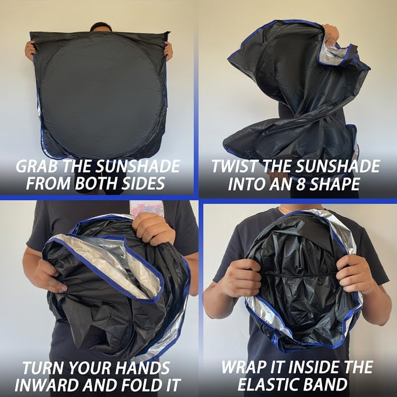 Foldable Reflective Car Sun Shade – UV Protection, 64x32" (Black)