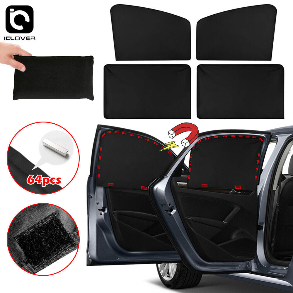 4 Magnetic Car Window Shades – UV Blocker & Privacy Screen (Perfect for Kids & Pets)