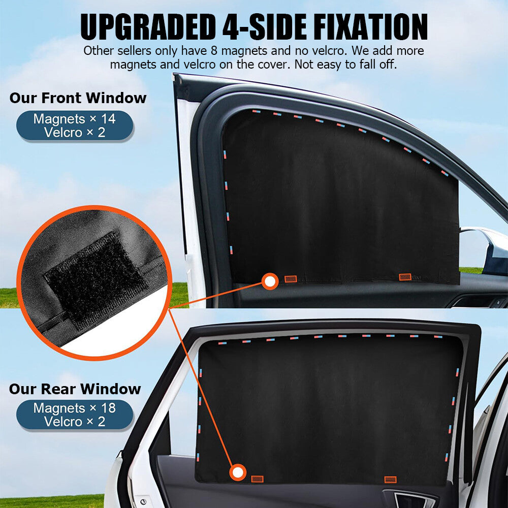 4 Magnetic Car Window Shades – UV Blocker & Privacy Screen (Perfect for Kids & Pets)