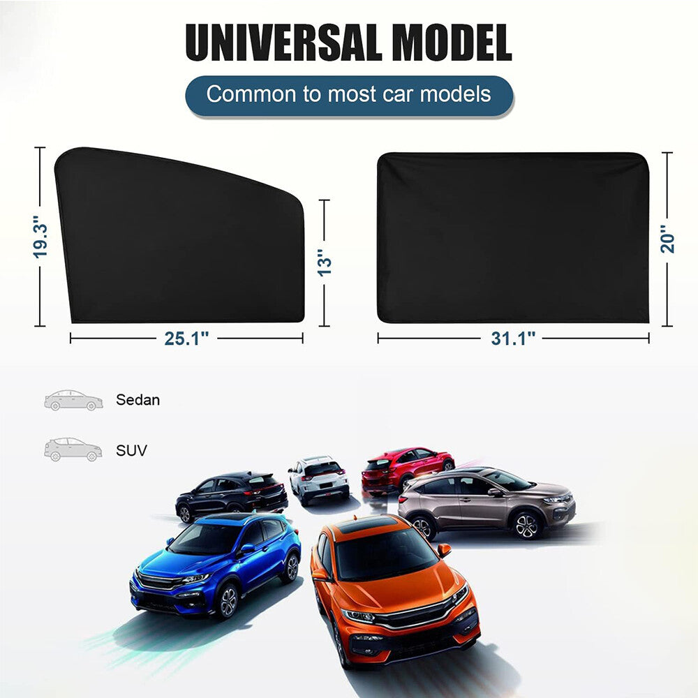 4 Magnetic Car Window Shades – UV Blocker & Privacy Screen (Perfect for Kids & Pets)