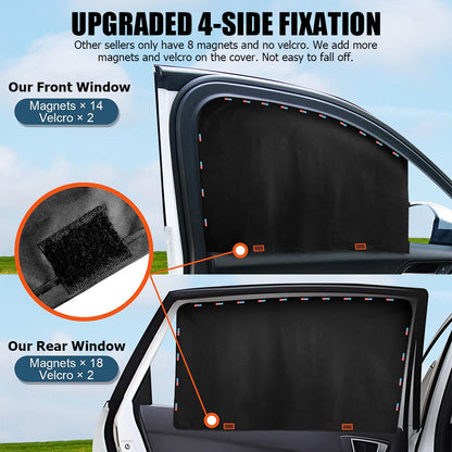 4 Magnetic Car Window Shades – UV Blocker & Privacy Screen (Perfect for Kids & Pets)