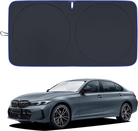 Foldable Reflective Car Sun Shade – UV Protection, 64x32" (Black)